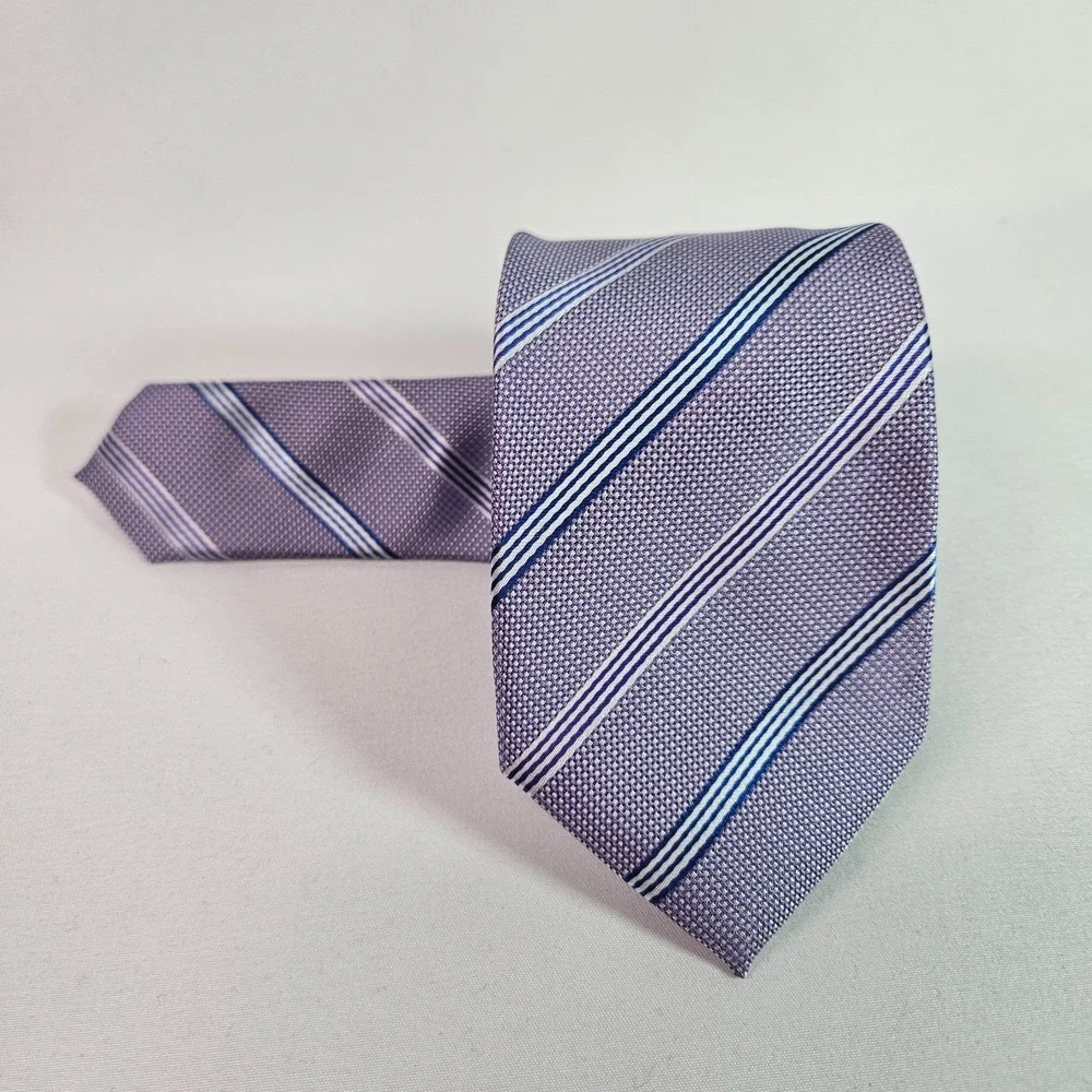 F&F Men Tie Purple Stripes 2.75